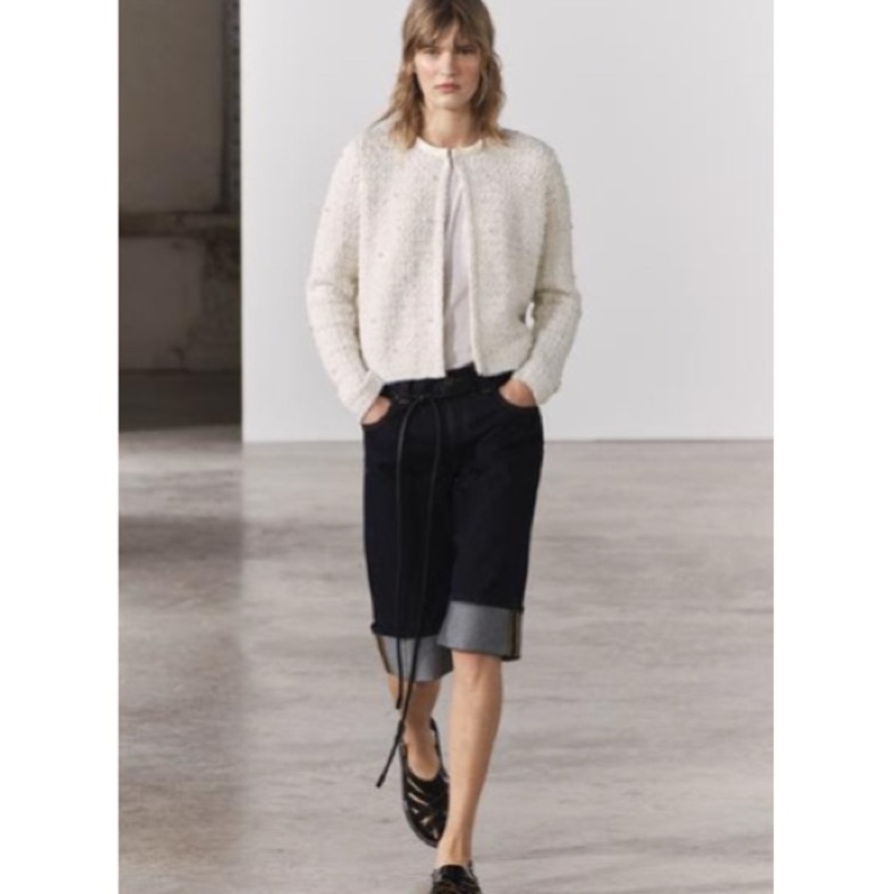 Zara White Textured Cardigan